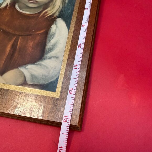 Vintage 1960s Gift - “Big Eyes” Girl Reproduction Art Print on Wood Plaque - Picture 10 of 12